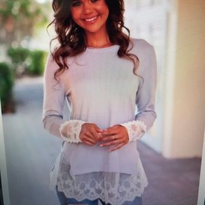Riley Lacey Ruffled Jersey Blouse